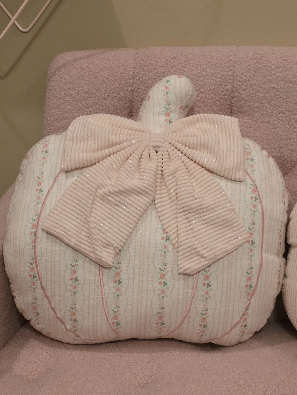 Shabby Chic Soft Pink Floral Pumpkin Accent Pillows